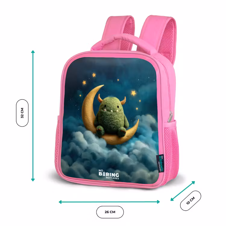 Groen monster op maansikkel Kinderrugzak - Roze middel -productfoto_formaten