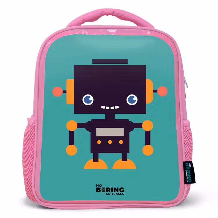 Groene robot Kinderrugzak - Roze middel -3d