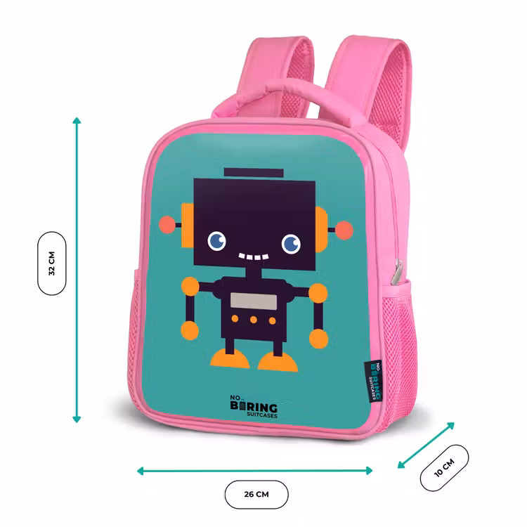 Groene robot Kinderrugzak - Roze middel -productfoto_formaten