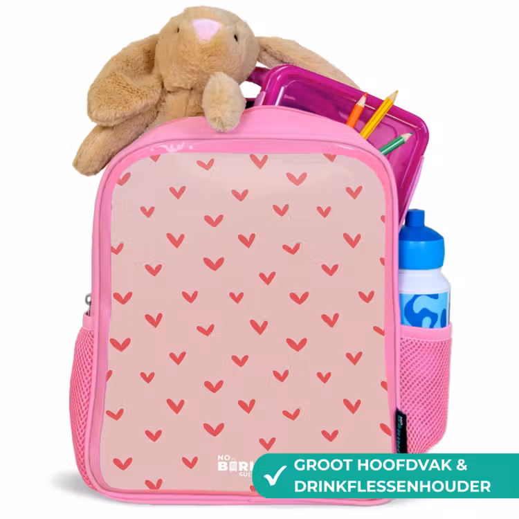 Hartjespatroon met roze kleuren Kinderrugzak - Roze middel -inhoud_NL