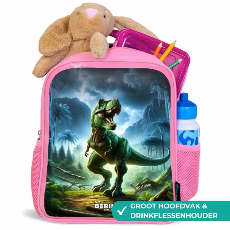 Junglosaurus Kinderrugzak - Roze middel -inhoud_NL