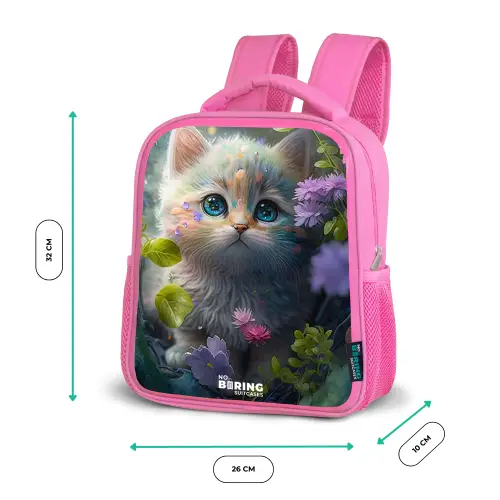 Kitten verstopt achter bloemen Kinderrugzak - Roze middel -productfoto_formaten