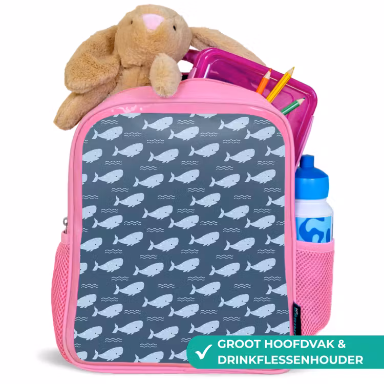 Klein - Oceaan - Golven - Blauw Kinderrugzak - Roze middel 863 -inhoud_NL