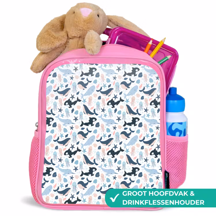 Klein - Oceaan - Walvissen - Octopus Kinderrugzak - Roze middel 863 -inhoud_NL