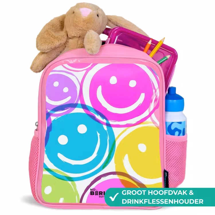 Kleurrijke glimlachexplosie Kinderrugzak - Roze middel -inhoud_NL