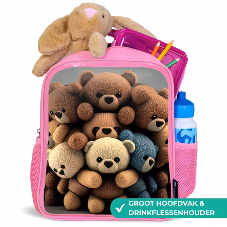 Knuffelberen Kinderrugzak - Roze middel -inhoud_NL