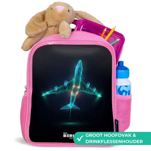 Lichtgevend vliegtuig Kinderrugzak - Roze middel -inhoud_NL