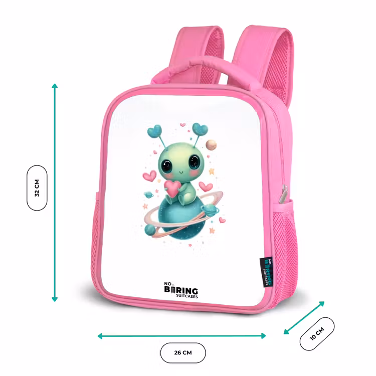Lief buitenaards wezentje met hartje Kinderrugzak - Roze middel -productfoto_formaten
