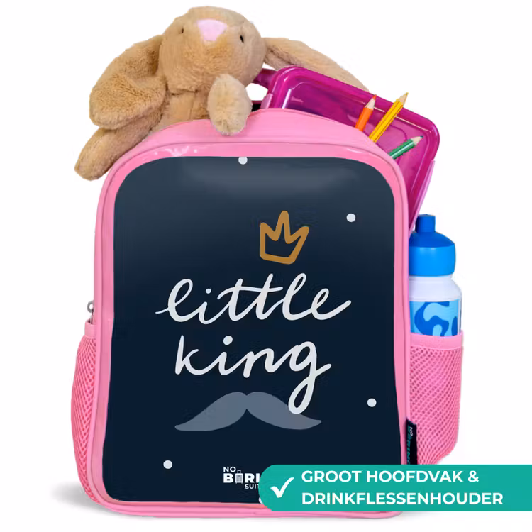 Little king met stippen Kinderrugzak - Roze middel -inhoud_NL