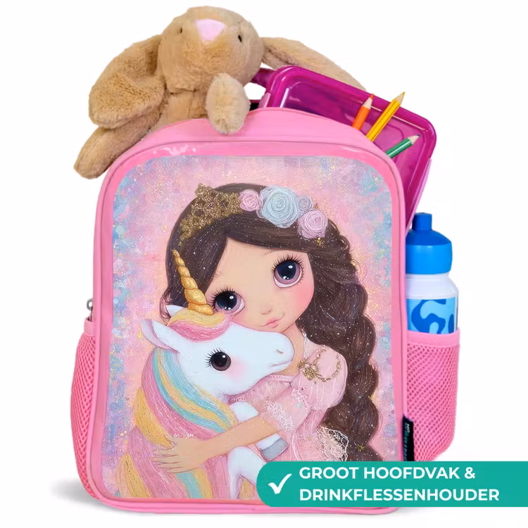 Meisje - Eenhoorn - Glitter Kinderrugzak - Roze middel -inhoud_NL