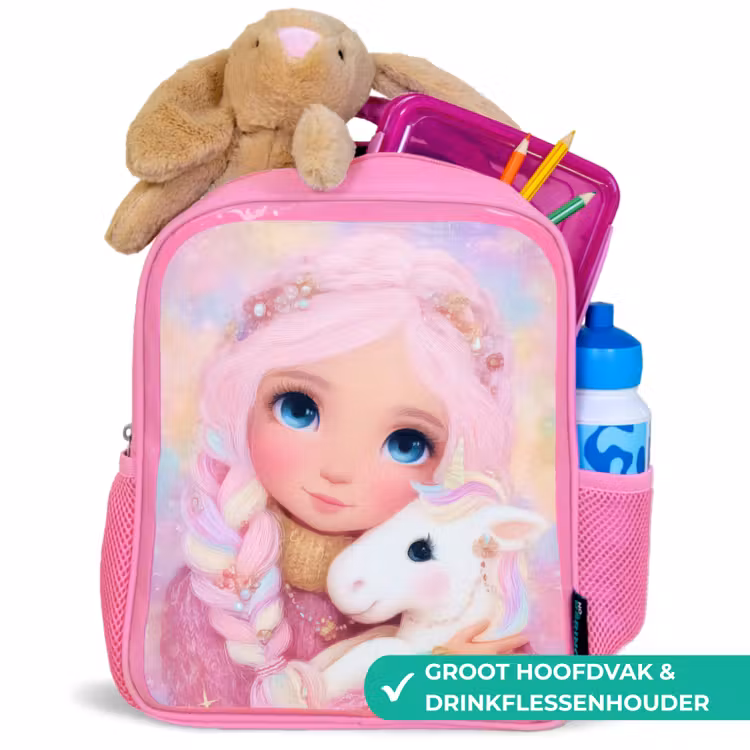 Meisje - Eenhoorn - Roze Kinderrugzak - Roze middel -inhoud_NL