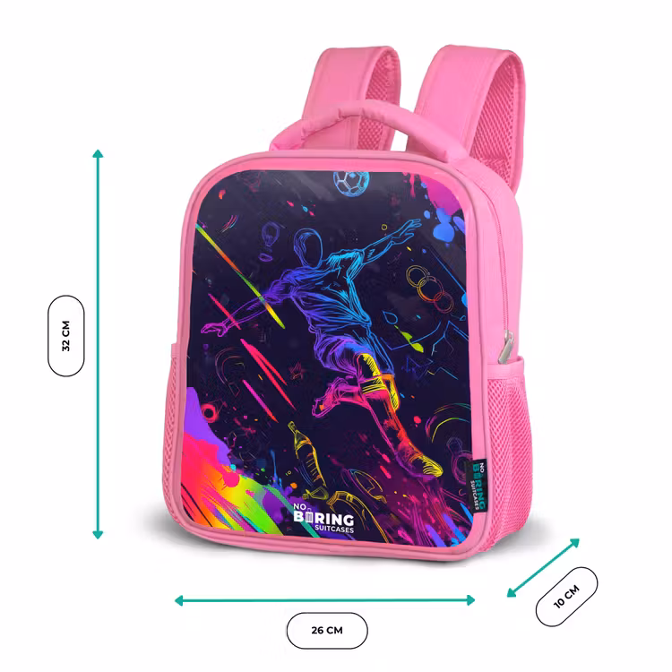 Neon actievolle voetbalspeler Kinderrugzak - Roze middel -productfoto_formaten
