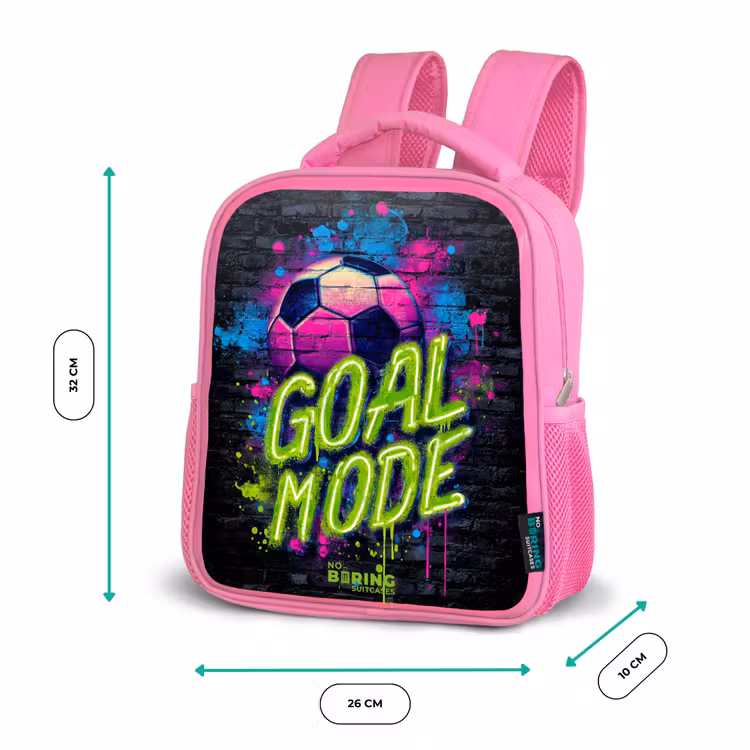 Neon - Graffiti - Voetbal - Kleurrijk Kinderrugzak - Roze middel -productfoto_formaten