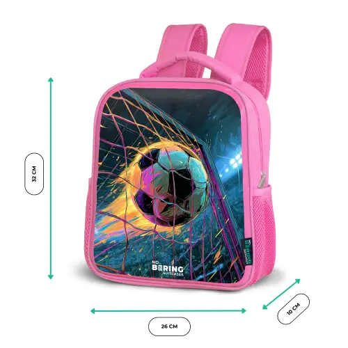 Neon - Net - Voetbal - Kleurrijk Kinderrugzak - Roze middel -productfoto_formaten