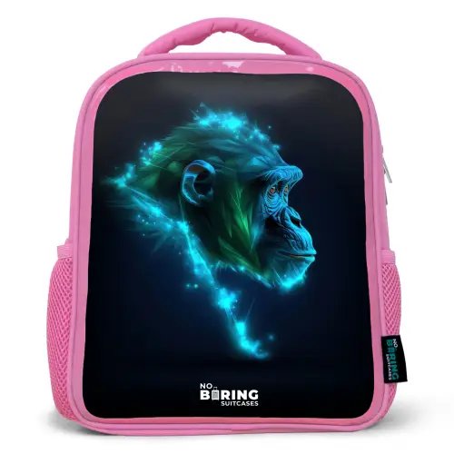 Neon silhouet van een chimpansee Kinderrugzak - Roze middel -3d