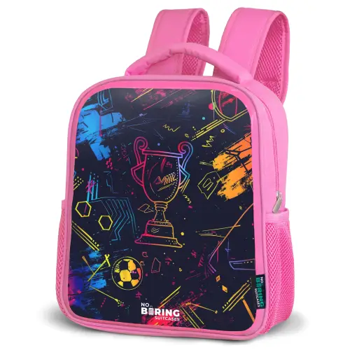 Neon sporttrofee design Kinderrugzak - Roze middel -schuin