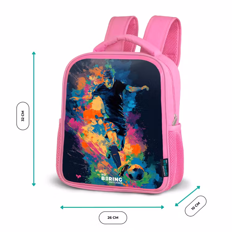 Neon - Voetballer - Kleurrijk Kinderrugzak - Roze middel -productfoto_formaten