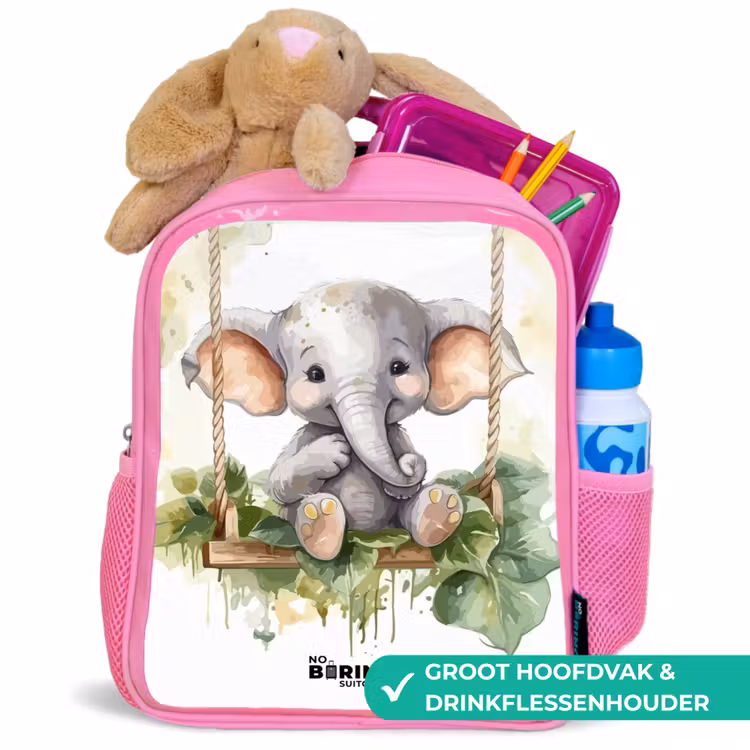 Onno olifant Kinderrugzak - Roze middel -inhoud_NL
