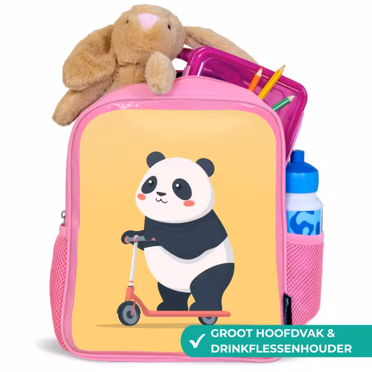 Panda - Step - Geel Kinderrugzak - Roze middel -inhoud_NL