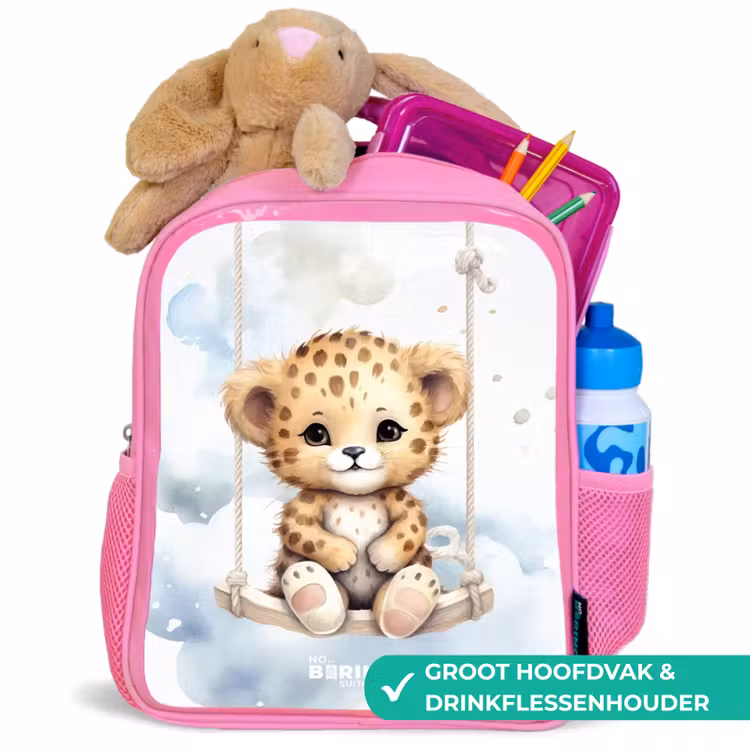 Perry panter Kinderrugzak - Roze middel -inhoud_NL