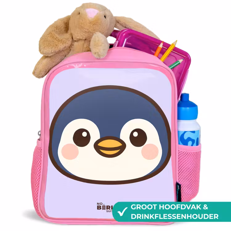 Pinguïn Kinderrugzak - Roze middel -inhoud_NL