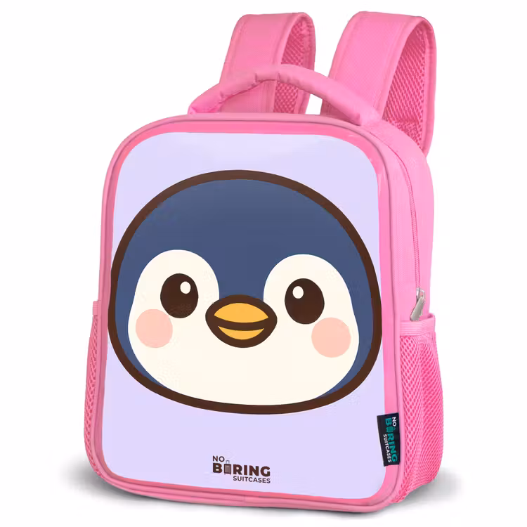 Pinguïn Kinderrugzak - Roze middel -schuin