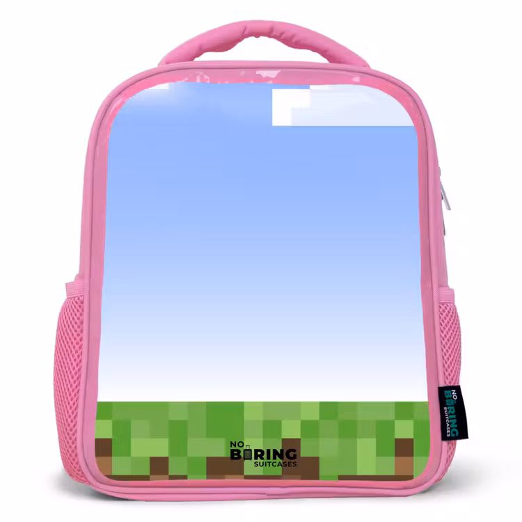 Pixel wereld Kinderrugzak - Roze middel -3d