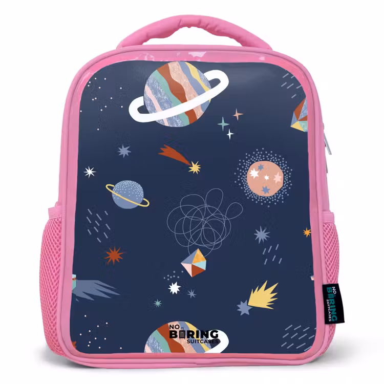 Planeten in de hemel Kinderrugzak - Roze middel -3d