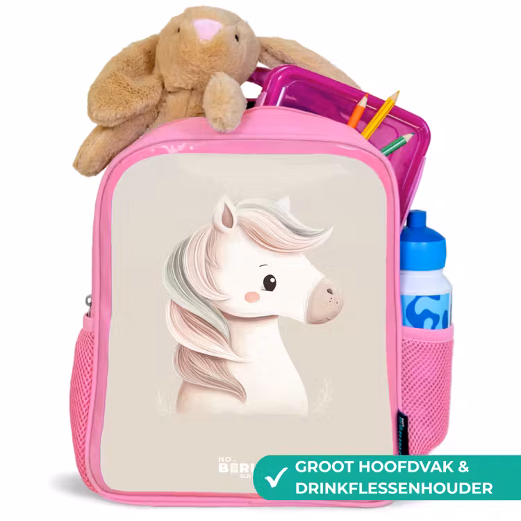 Pony in roze pastel kleuren Kinderrugzak - Roze middel -inhoud_NL