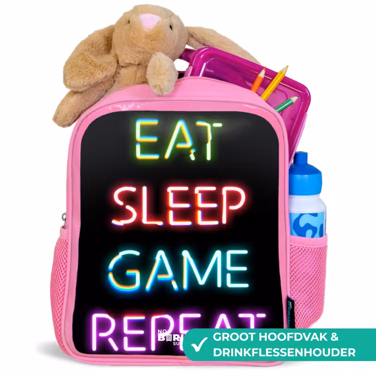 Qoute met neon lichten Kinderrugzak - Roze middel -inhoud_NL