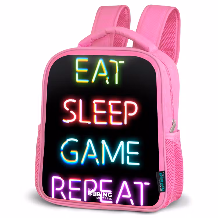 Qoute met neon lichten Kinderrugzak - Roze middel -schuin