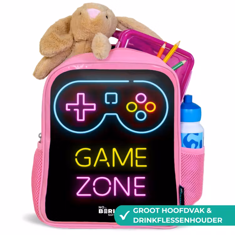 Qoute met neonkleuren Kinderrugzak - Roze middel -inhoud_NL