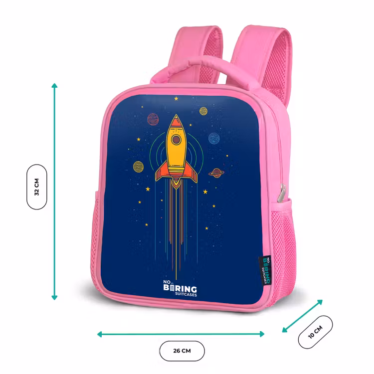 Raket - Planeten - Sterren Kinderrugzak - Roze middel -productfoto_formaten