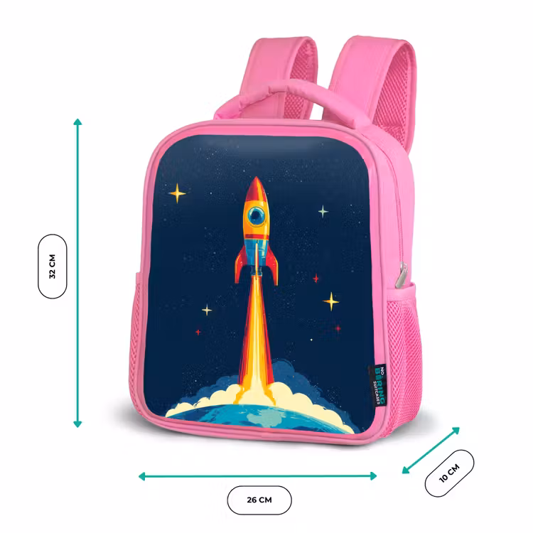 Raket - Rookwolken - Ruimte Kinderrugzak - Roze middel -productfoto_formaten
