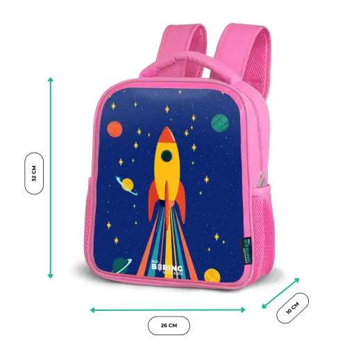 Raket - Sterren - Planeet - Ruimte Kinderrugzak - Roze middel -productfoto_formaten