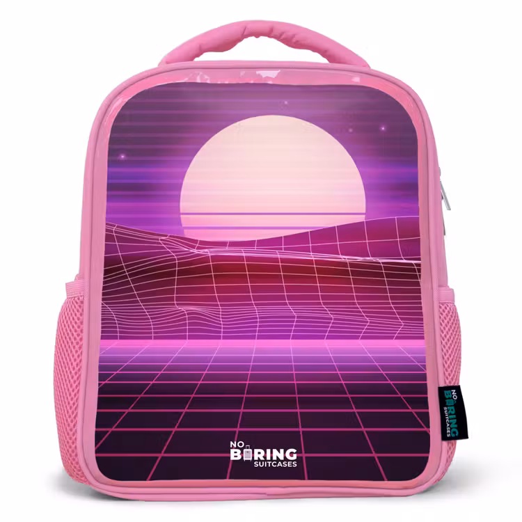 Rasterlandschap met zon Kinderrugzak - Roze middel -3d