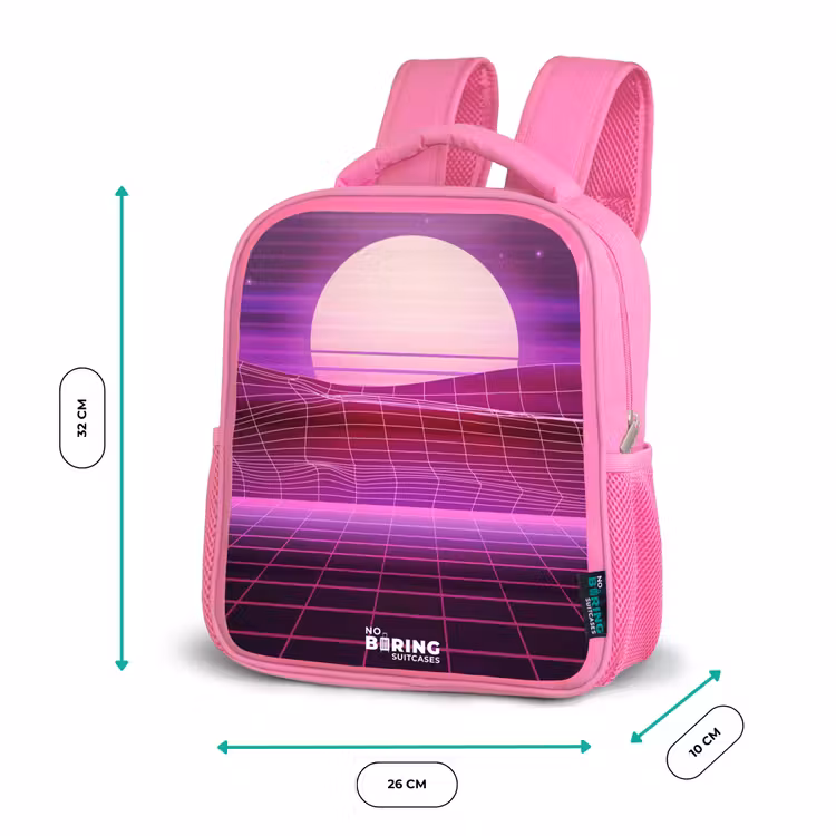 Rasterlandschap met zon Kinderrugzak - Roze middel -productfoto_formaten