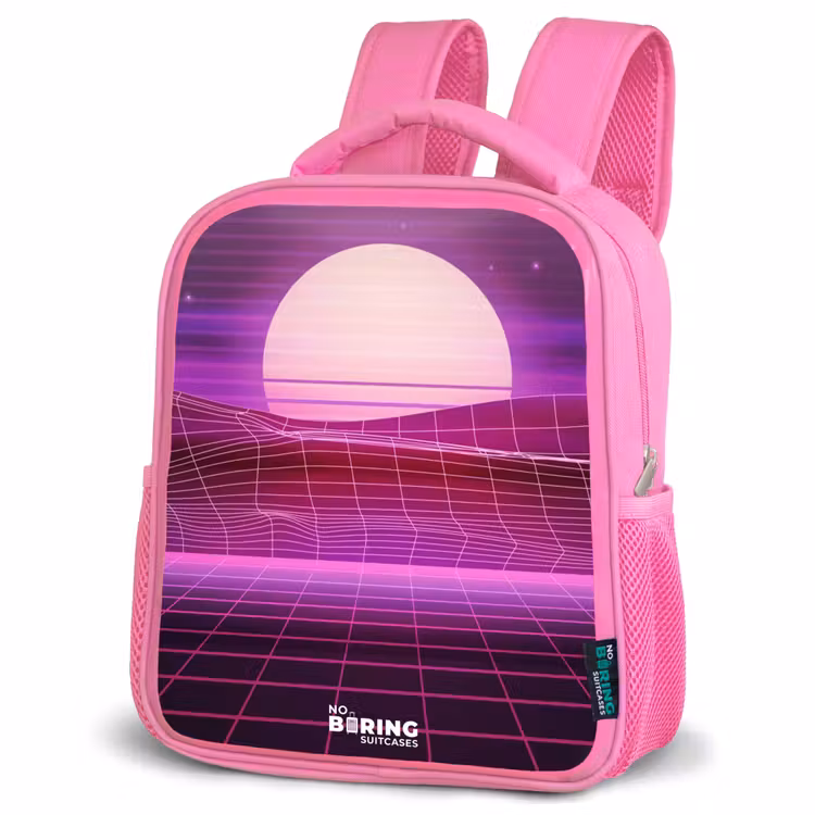 Rasterlandschap met zon Kinderrugzak - Roze middel -schuin