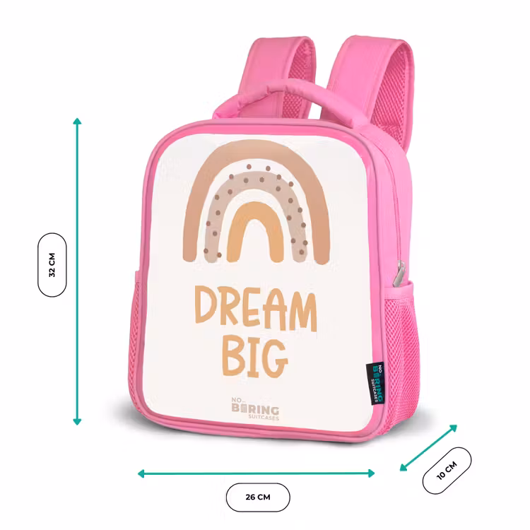 Regenboog met de quote 'Dream Big' Kinderrugzak - Roze middel -productfoto_formaten