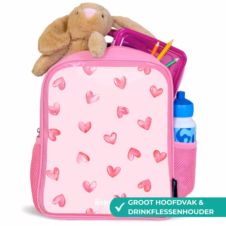 Roze hartjes Kinderrugzak - Roze middel -inhoud_NL