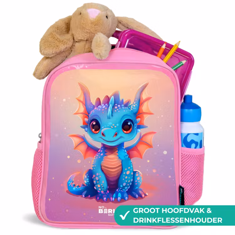 Schattige baby draak Kinderrugzak - Roze middel -inhoud_NL