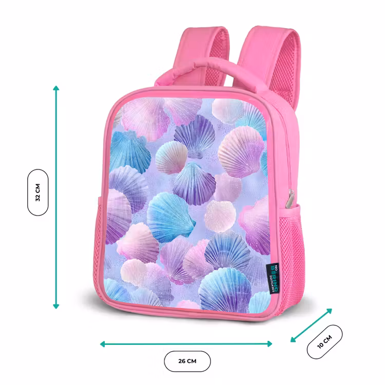 Schelpen - Paars - Blauw - Patroon Kinderrugzak - Roze middel -productfoto_formaten
