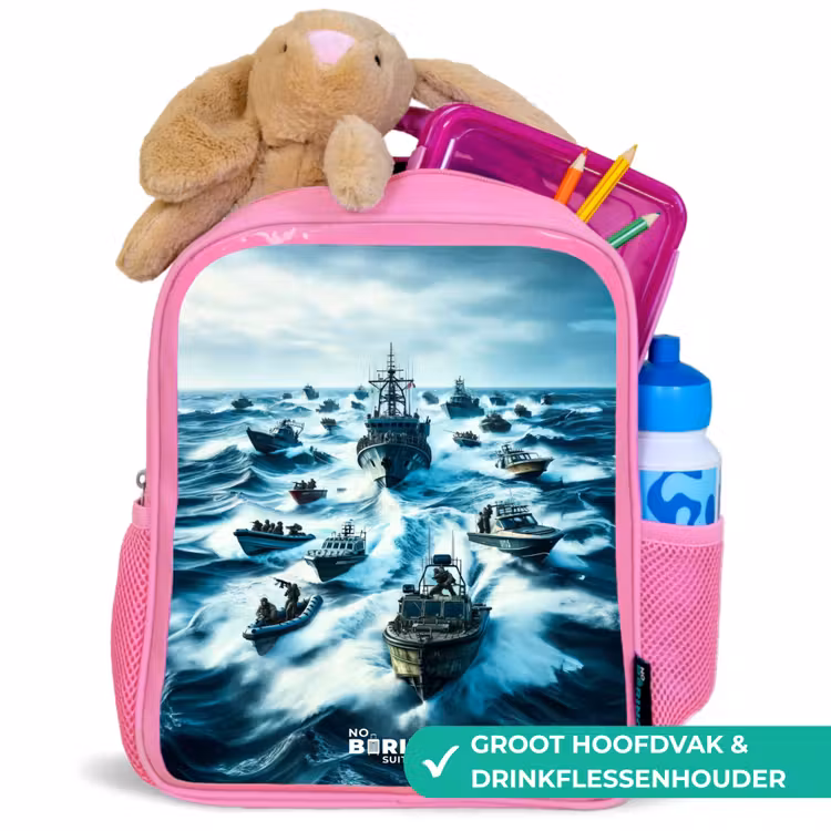 Schepen in de zee Kinderrugzak - Roze middel -inhoud_NL