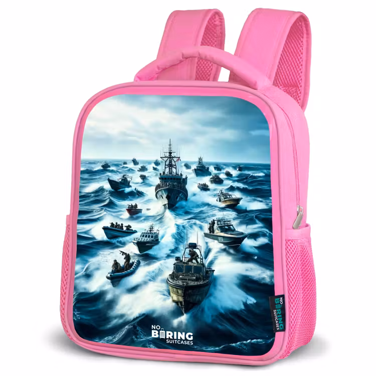 Schepen in de zee Kinderrugzak - Roze middel -schuin