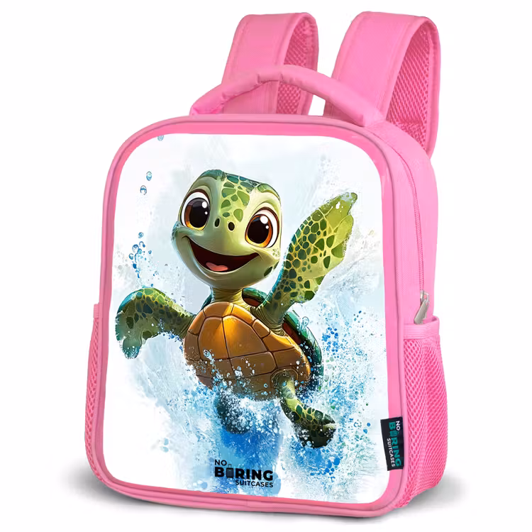 Schildpad - Water - Groen Kinderrugzak - Roze middel -schuin