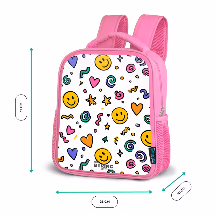 Smiley - Hartje - Ster Kinderrugzak - Roze middel -productfoto_formaten