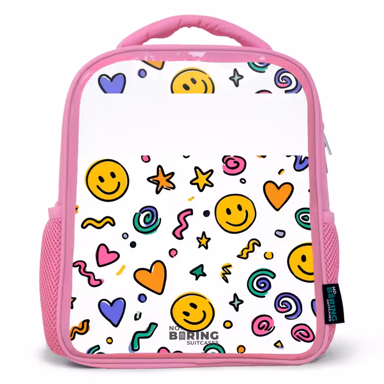 Smiley - Hartje - Ster Kinderrugzak - Roze middel -3d