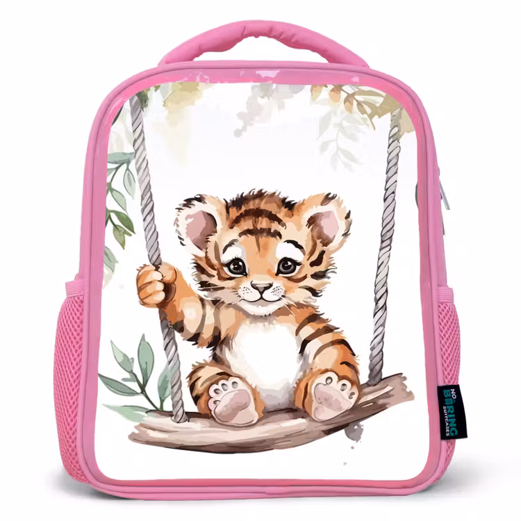 Tijger - Dier - Kinderen - Jungle Kinderrugzak - Roze middel -3d