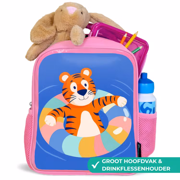 Tijger - Zwemband - Water Kinderrugzak - Roze middel -inhoud_NL