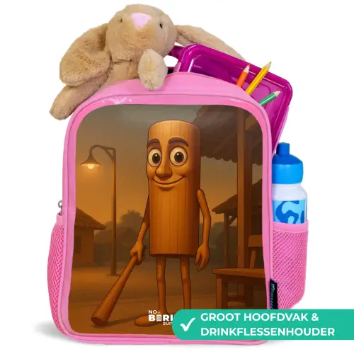 Tung Tung Tung Sahur Kinderrugzak - Roze middel -inhoud_NL